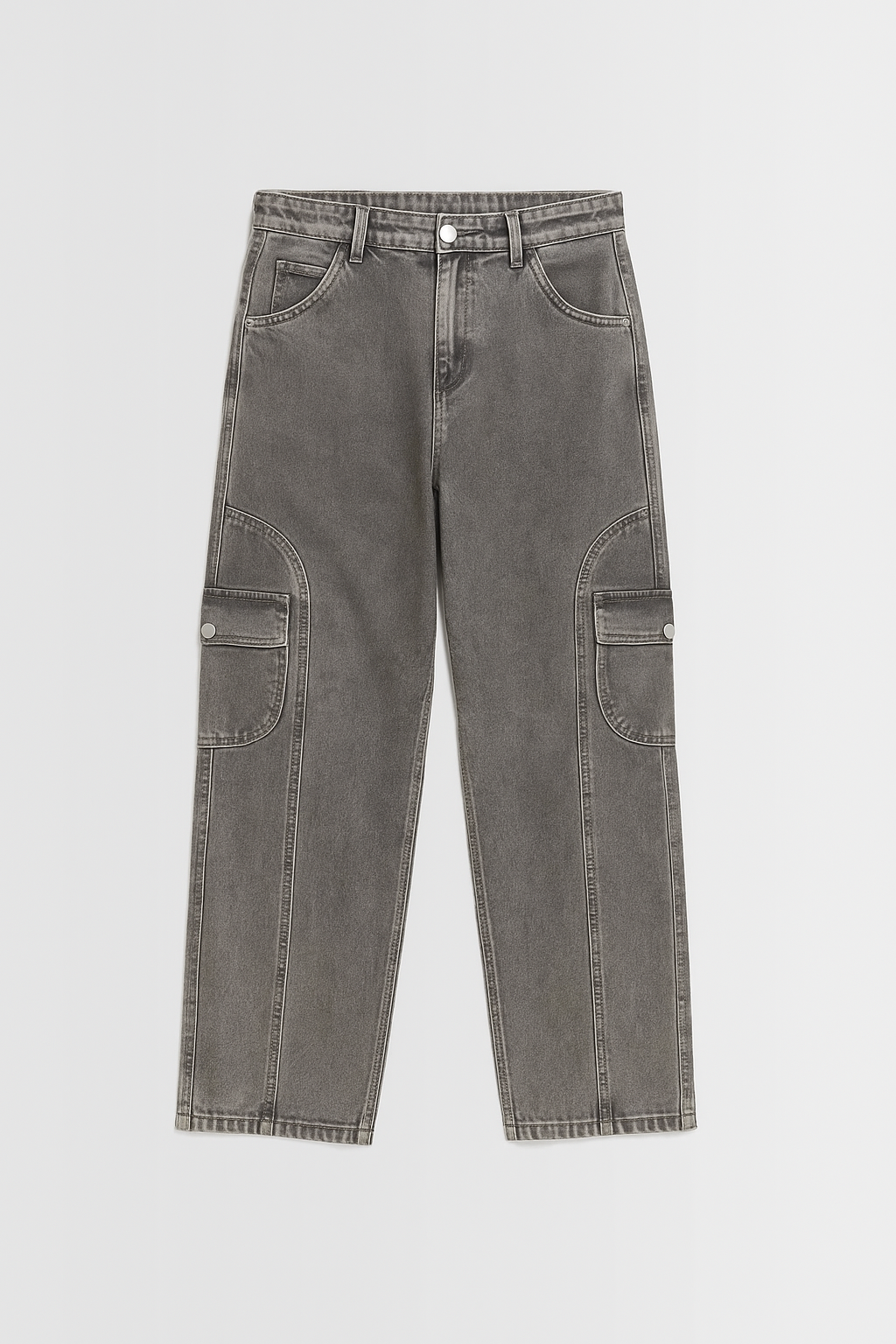 Washed Black 6-Pocket Jeans for Men