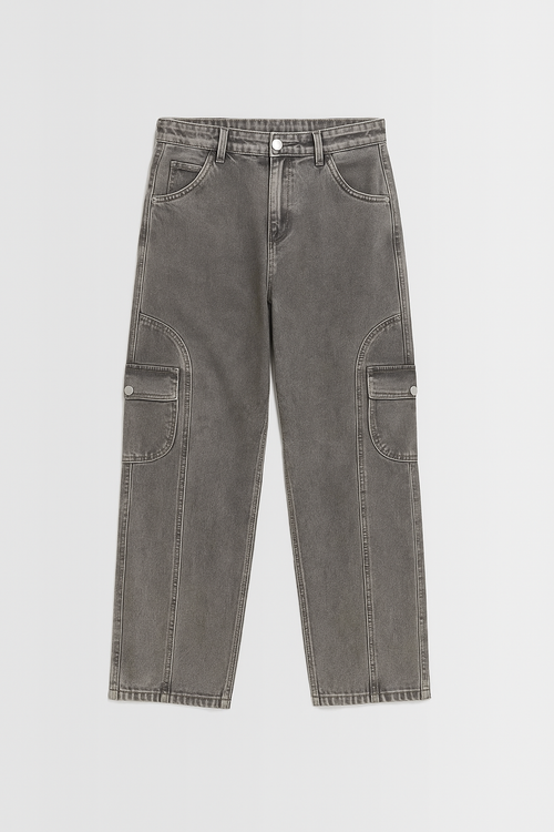 Washed Black 6-Pocket Jeans for Men
