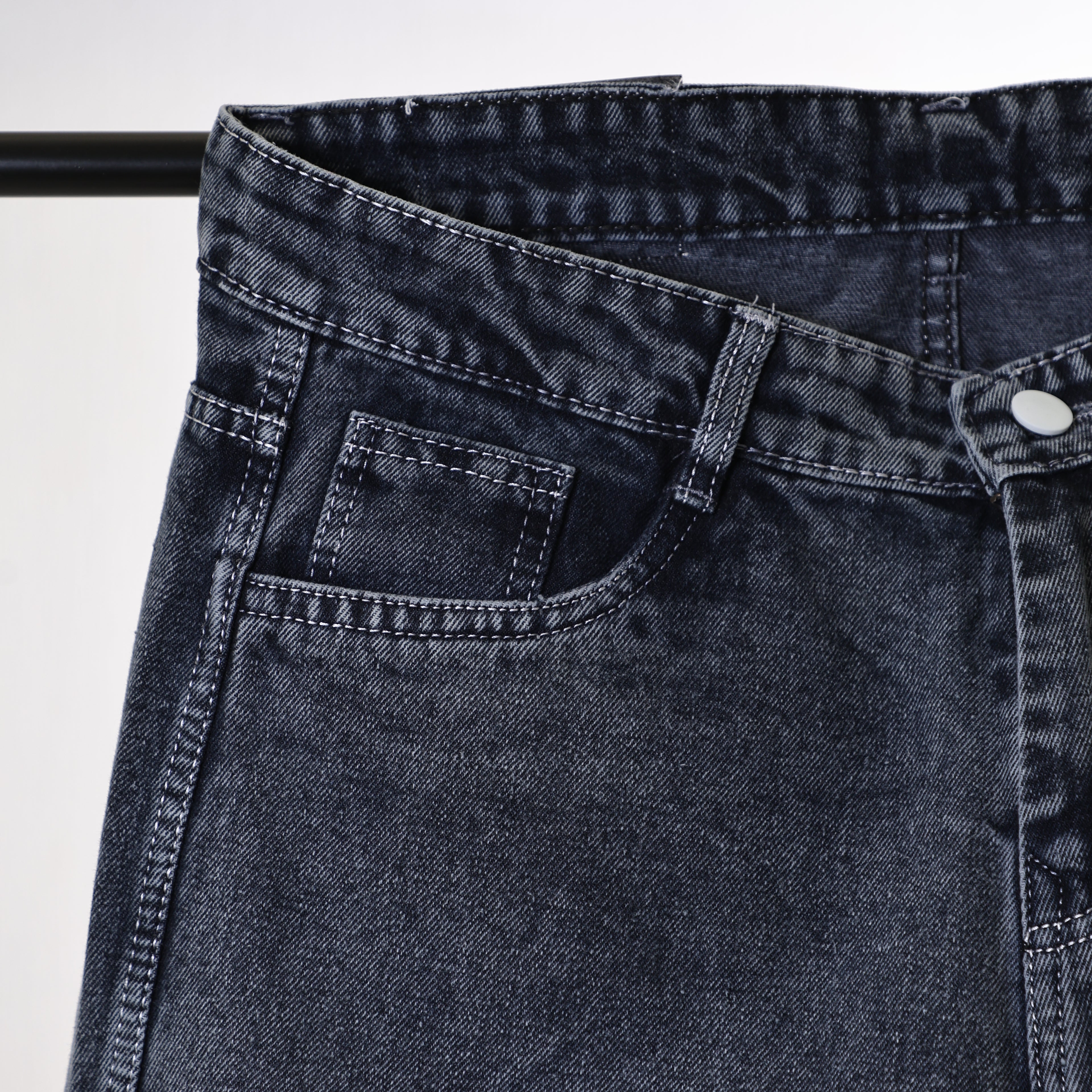 Washed Black 6-Pocket Jeans for Men