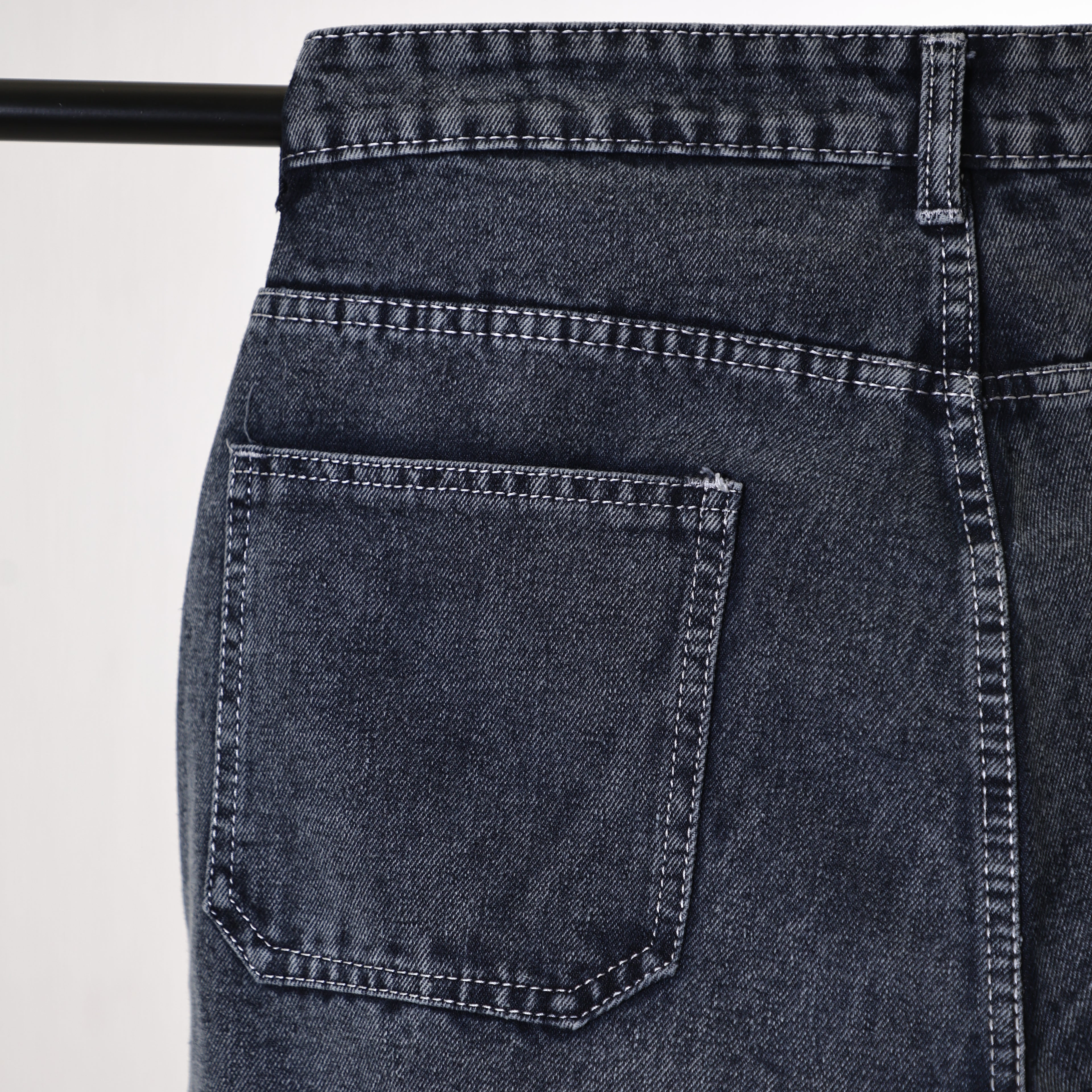 Washed Black 6-Pocket Jeans for Men
